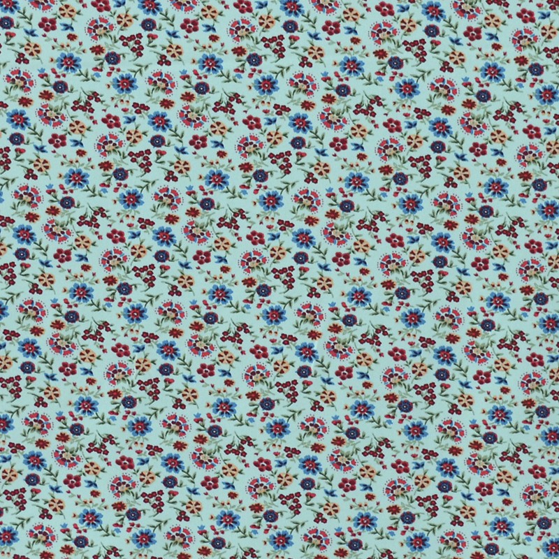 Tela Crepe Estampada Flor Pequeña Oriental Verde - Ribes y Casals