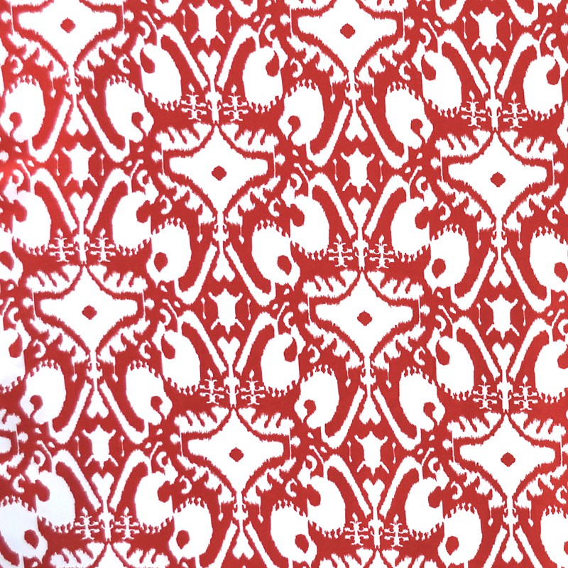 Tela Crepe Estampada Ikat Rojo - Ribes y Casals