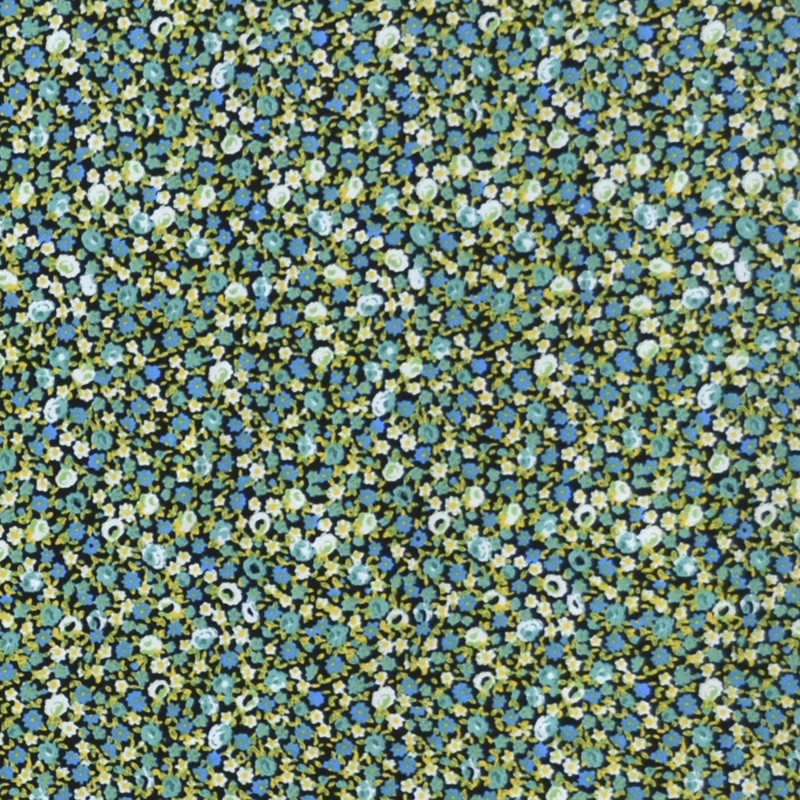 Tela Crepe Estampada Liberty Flor Verde - Ribes y Casals