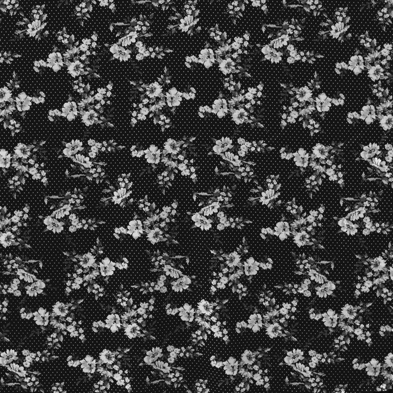 Tela Crepe Estampada Lunar Pequeño Fondo Negro - Ribes y Casals