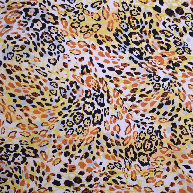 Tela Crepe Estampada Motas Leopardo Mostaza - Ribes y Casals