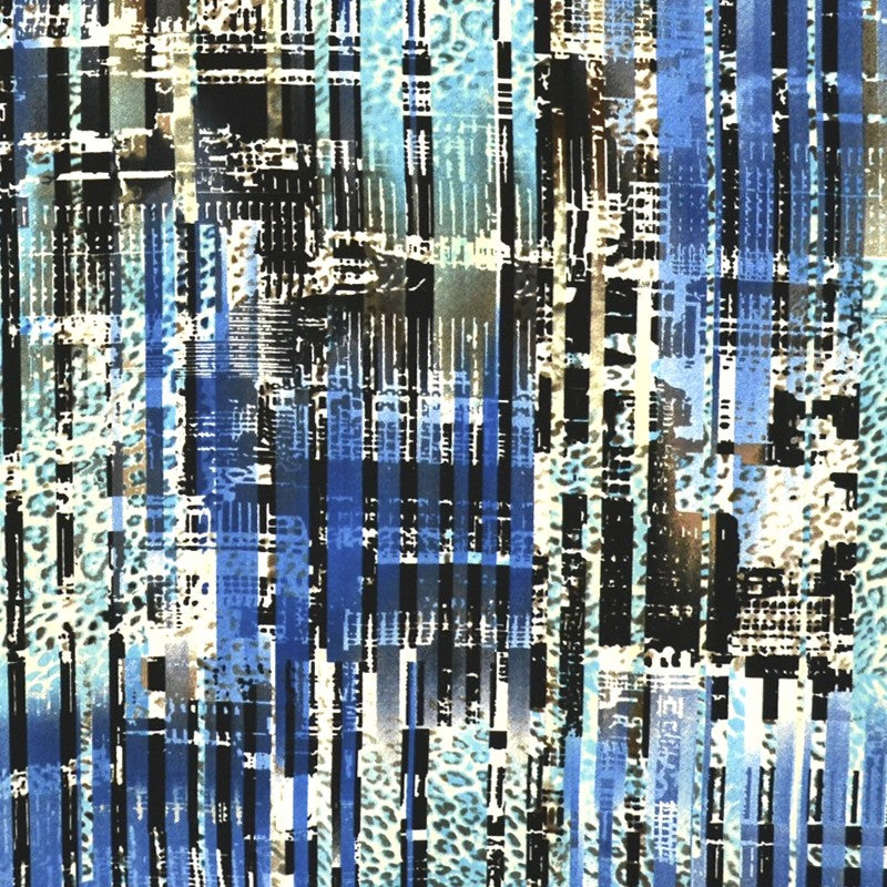 Tela Crepe Estampada Rayas Azules - Ribes y Casals