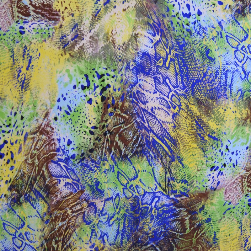 Tela Crepe Estampada Serpiente Azul - Ribes y Casals