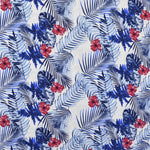 Tela Crepe Estampada Tropical Fondo Blanco Roto - Ribes y Casals
