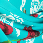 Tela Crepe Flor Flamenca Aguamarina - Ribes y Casals