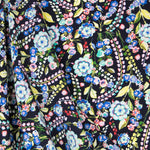 Tela Crepe Flor Mosaico Negra - Ribes y Casals