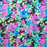 Tela Crepe Flores Acuarela Negra - Ribes y Casals