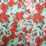 Tela Crepe Flores Acuarela Verde Agua - Ribes y Casals