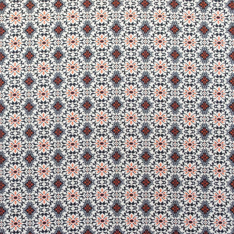 Tela Crepe Flores Geométricas Naranja - Ribes y Casals