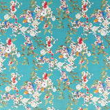 Tela Crepe Flores Kimono Aguamarina - Ribes y Casals