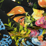 Tela Crepe Flores Ramo Negra - Ribes y Casals