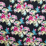Tela Crepe Flores Tropical Negra - Ribes y Casals
