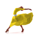 Tela Crepe Lunar Blanco Fondo Amarillo 7 mm - Ribes y Casals