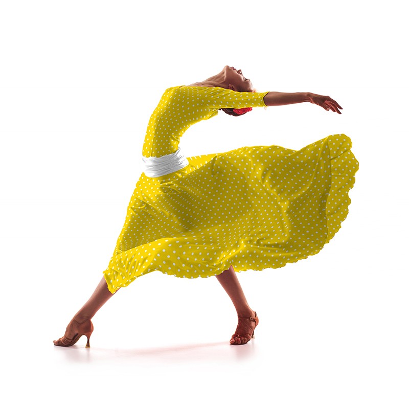 Tela Crepe Lunar Blanco Fondo Amarillo 7 mm - Ribes y Casals