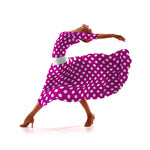 Tela Crepe Lunar Blanco Fondo Ciclamen 3,5 cm - Ribes y Casals