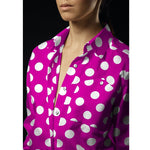 Tela Crepe Lunar Blanco Fondo Ciclamen 3,5 cm - Ribes y Casals