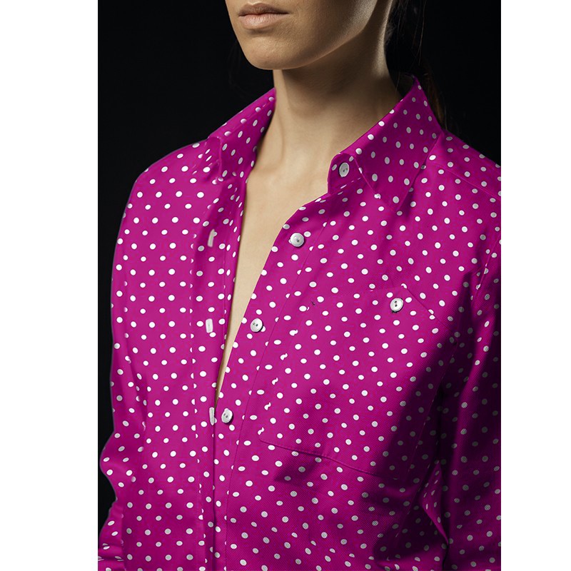 Tela Crepe Lunar Blanco Fondo Ciclamen 7 mm - Ribes y Casals