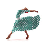 Tela Crepe Lunar Blanco Fondo Turquesa 3,5 cm - Ribes y Casals