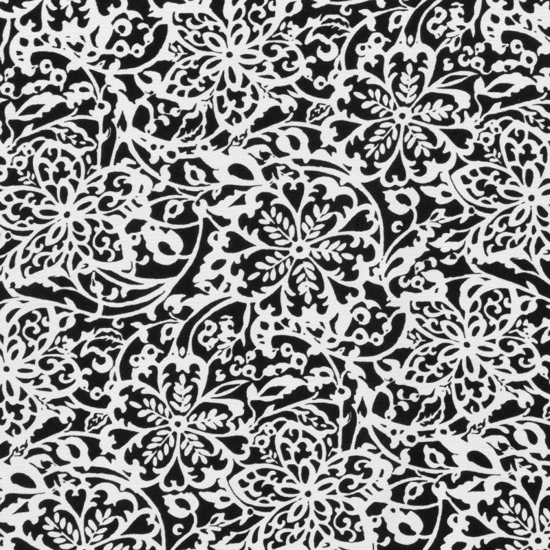 Tela Crepe Marrocain Floral Negro - Ribes y Casals