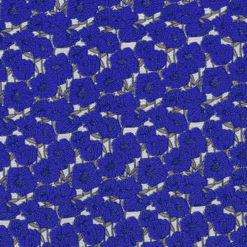 Tela Crepe Marrocain Margaritas Azul - Ribes y Casals