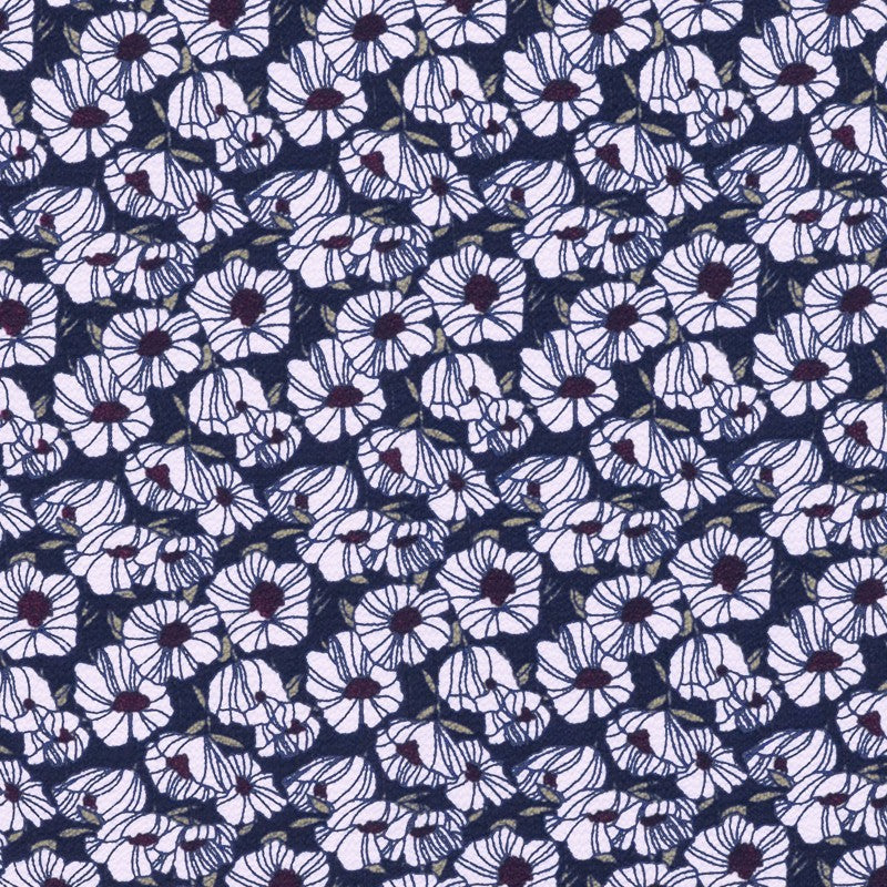 Tela Crepe Marrocain Margaritas Blanca - Ribes y Casals