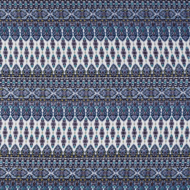 Tela Crepe Marrocain Mosaico Azul - Ribes y Casals