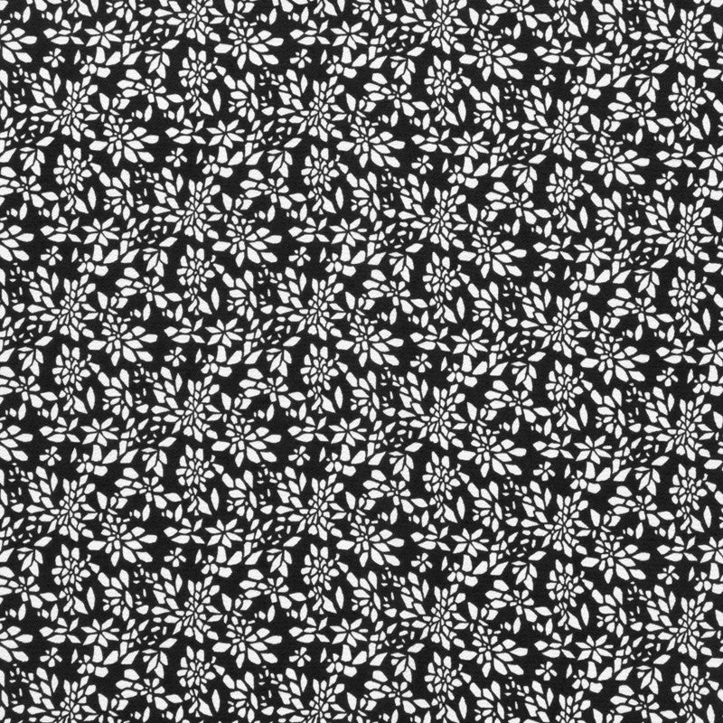 Tela Crepe Marrocain Pétalos Negro - Ribes y Casals