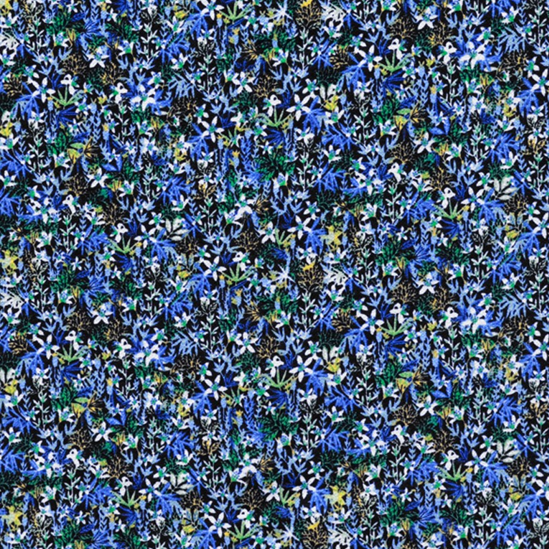 Tela Crepe Marrocain Tropical Azul - Ribes y Casals