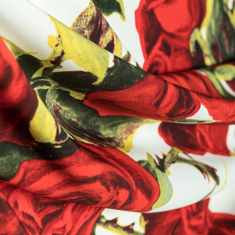 Tela Crepe Rosas Blanca - Ribes y Casals