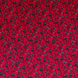 Tela Crepe Viscosa Flor Fondo Rojo - Ribes y Casals
