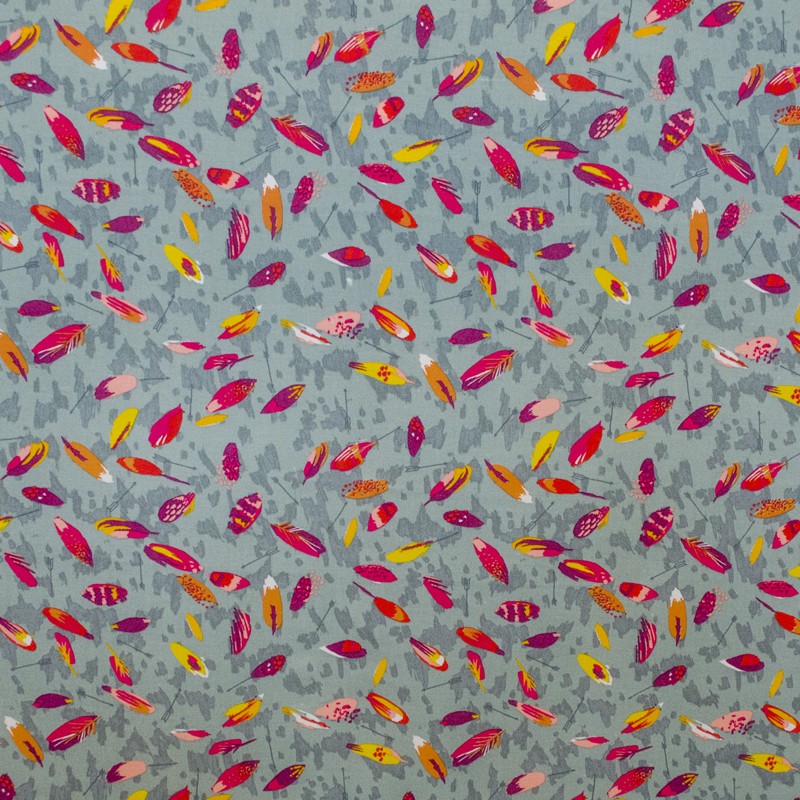 Tela Crepe Viscosa Plumas Gris - Ribes y Casals