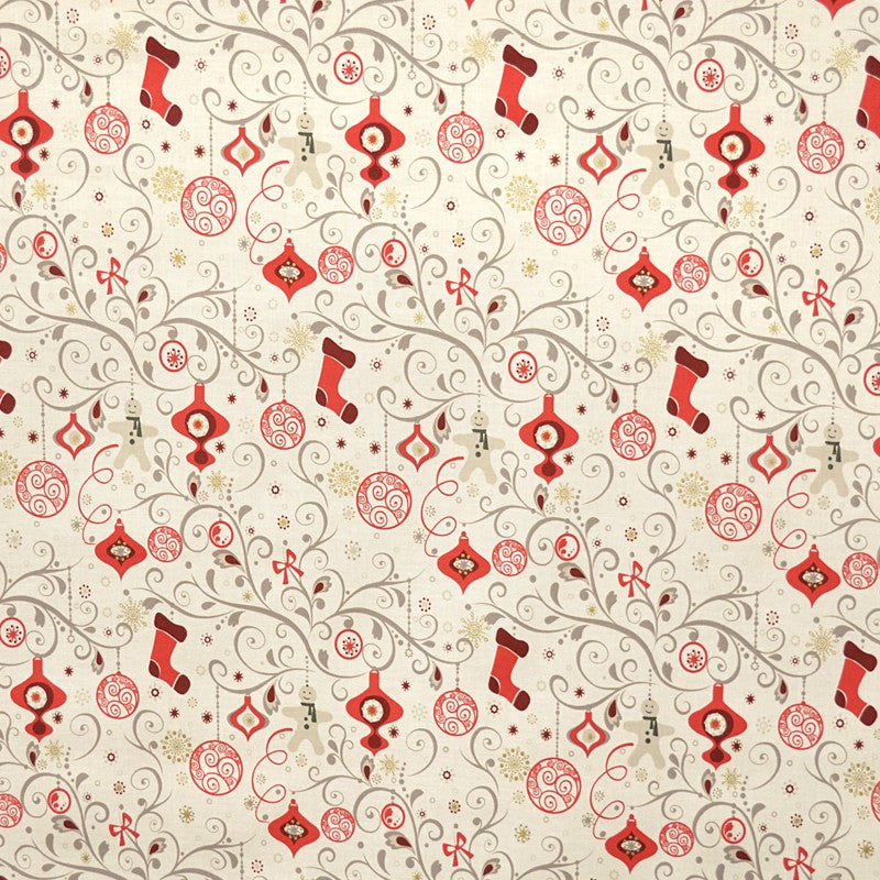 Retal Tela Decorado Navideño Rojo 50x150 cm - Ribes y Casals