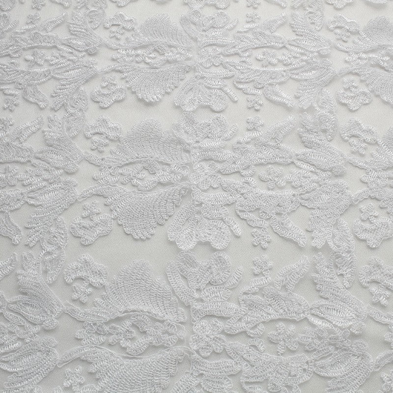 Tela Encaje Hoja Rebrodé Blanca - Ribes y Casals