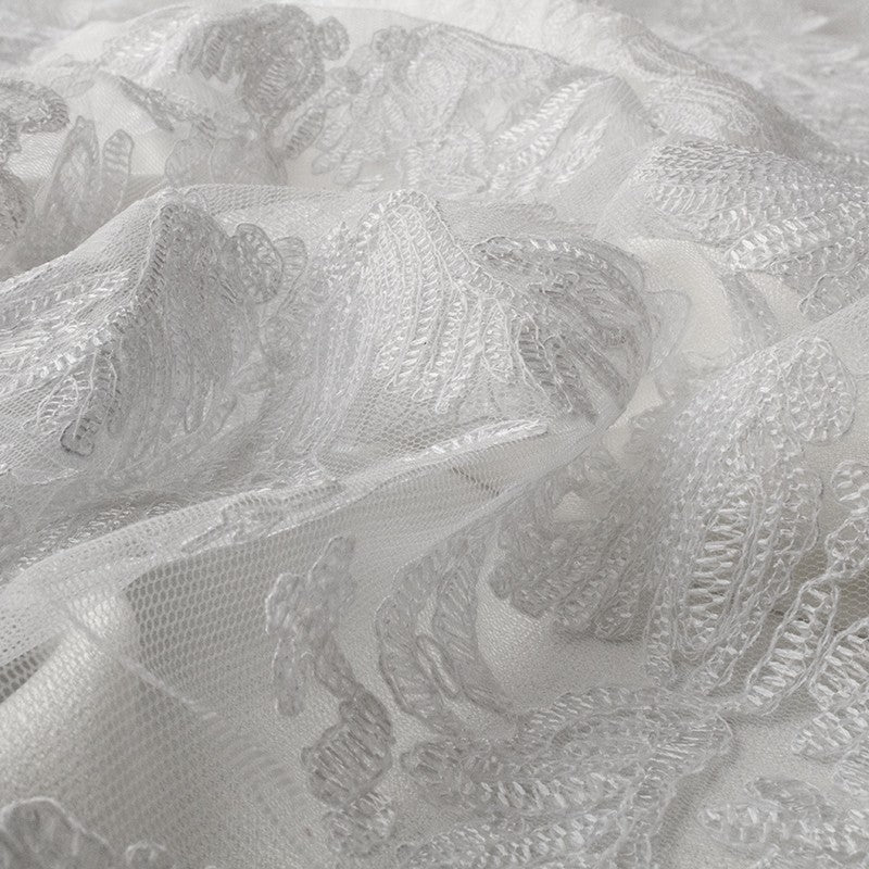 Tela Encaje Hoja Rebrodé Blanca - Ribes y Casals