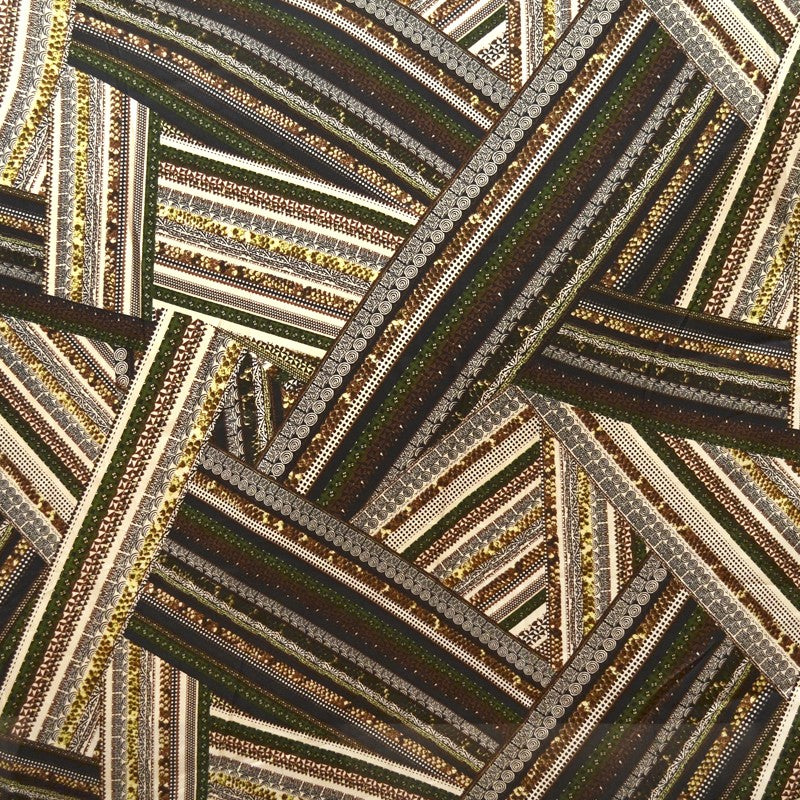 Tela Estampada Satén Mate Bayadera Verde - Ribes y Casals