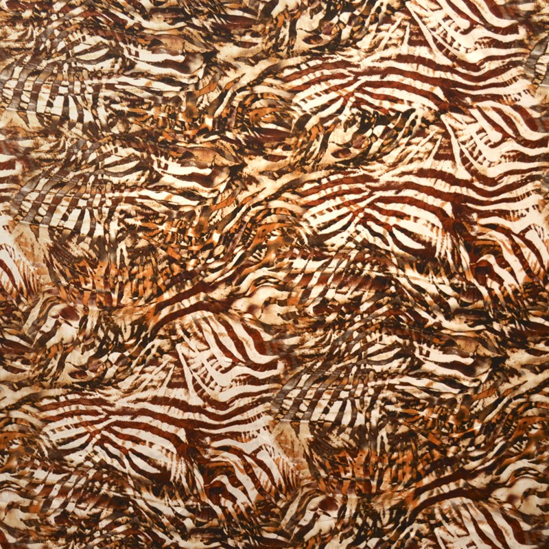 Tela Estampada Satén Mate Ramaje Marrón - Ribes y Casals