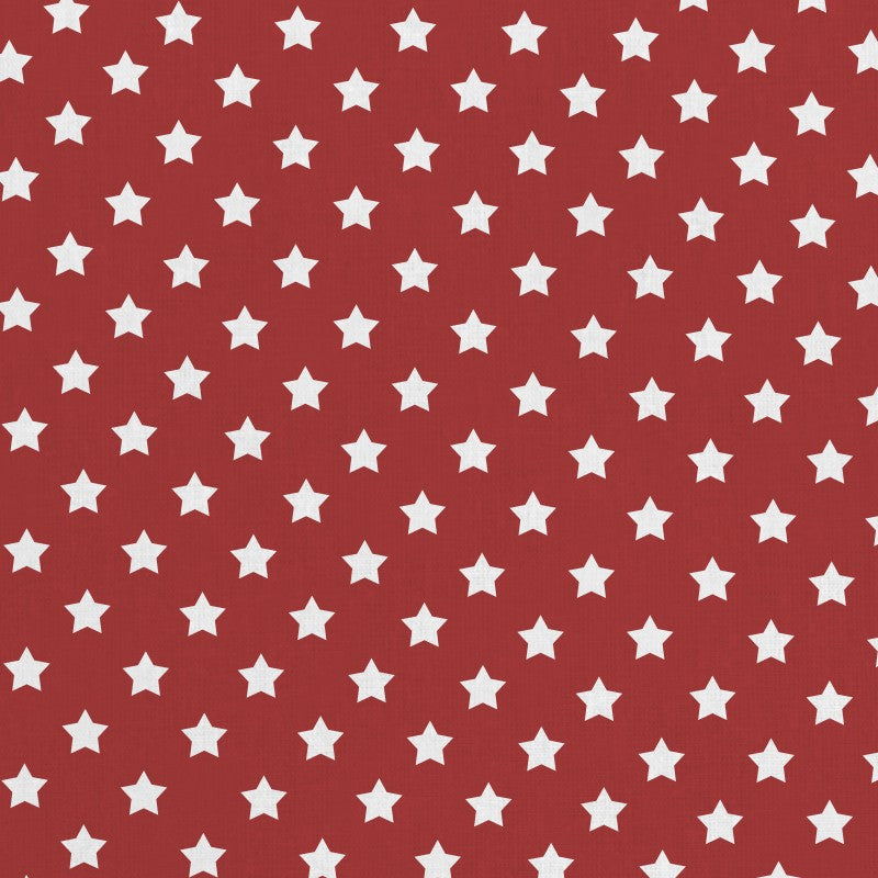 Tela Estrellas Blanca Fondo Rojo - Ribes y Casals