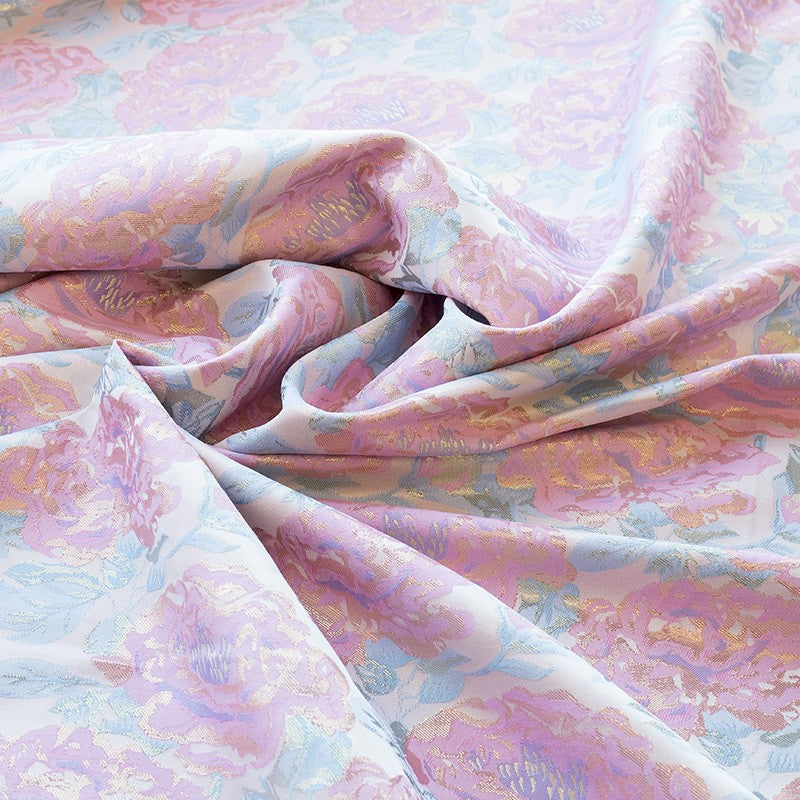 Tela Fantasía Flor Rosa Azul - Ribes y Casals