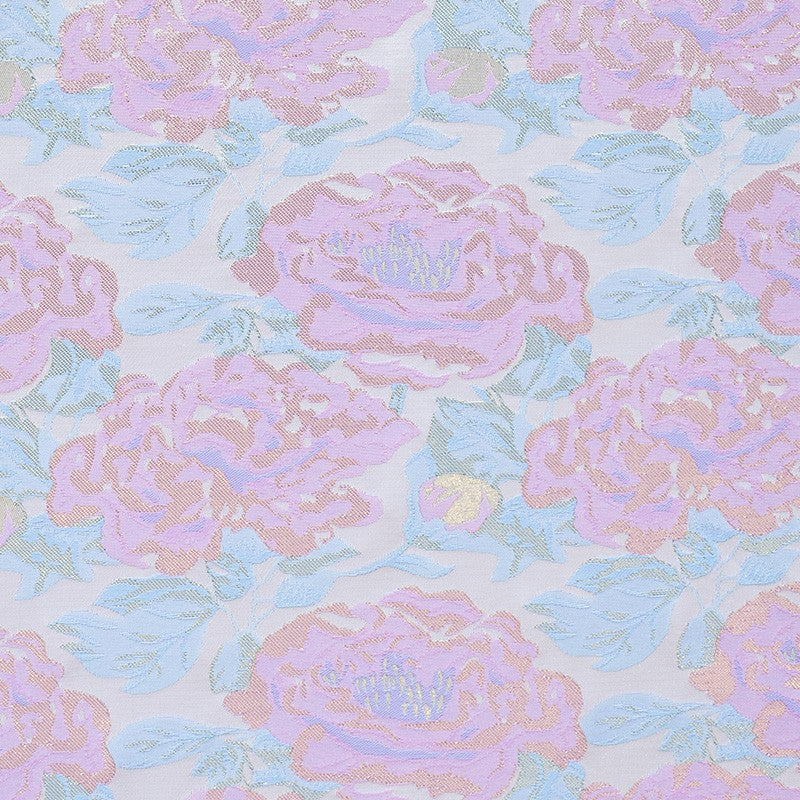 Tela Fantasía Flor Rosa Azul - Ribes y Casals