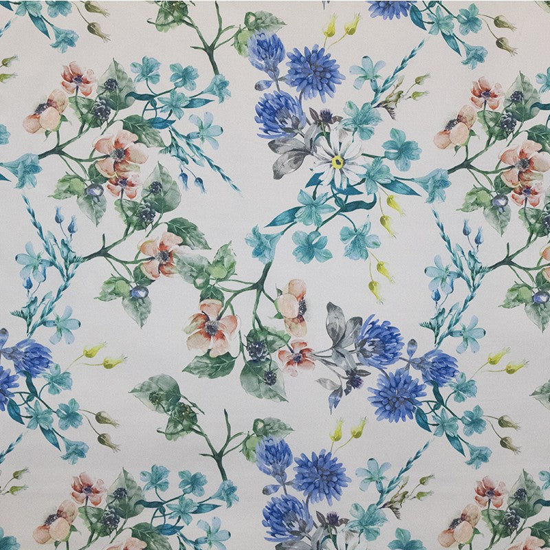 Tela Flor Satinada Floral Azul - Ribes y Casals