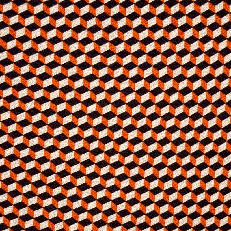 Tela Georgette Estampada Cubo Naranja - Ribes y Casals
