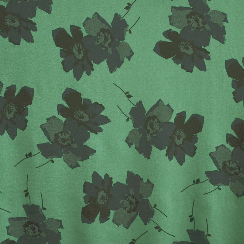 Tela Georgette Estampada Flor Azul Marino - Ribes y Casals
