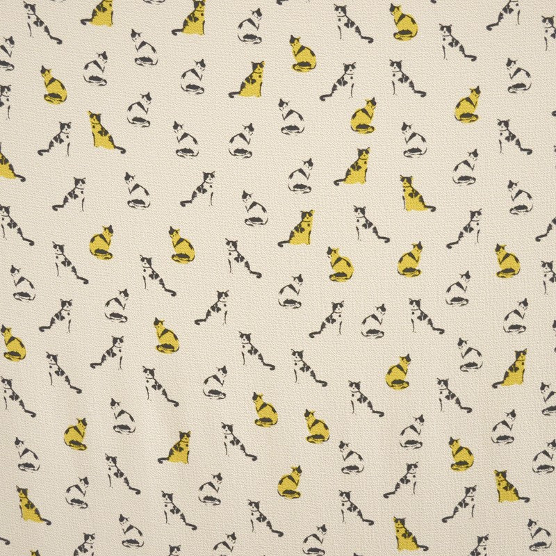 Tela Georgette Estampada Gato Amarillo - Ribes y Casals