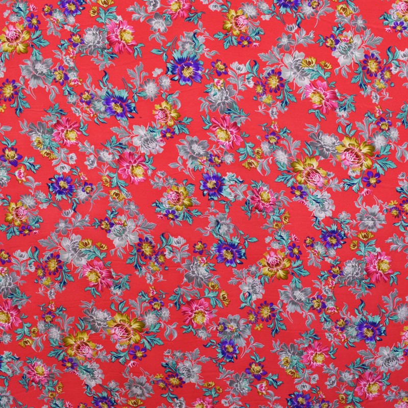 Tela Georgette Estampada Kimono Coral - Ribes y Casals
