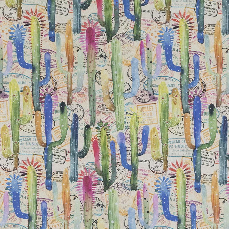 Tela Infantil Algodón Cactus Multicolor - Ribes y Casals