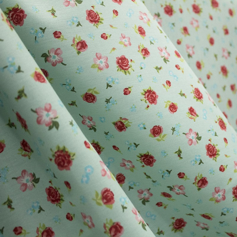 Tela Infantil Bouquet Verde Agua - Ribes y Casals