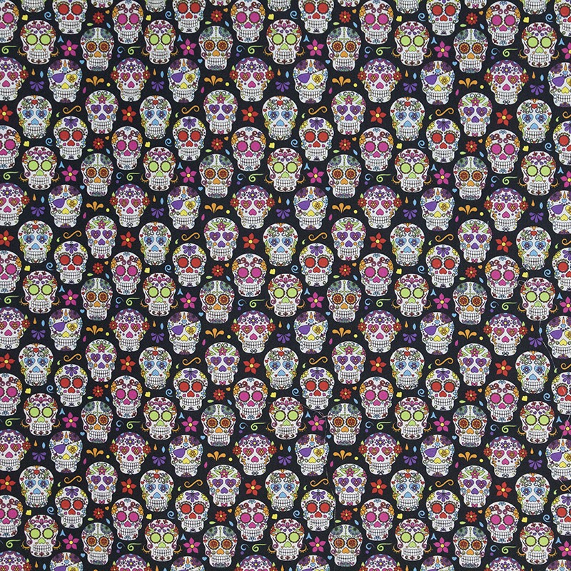 Tela Infantil Calavera Mexicana Negra - Ribes y Casals