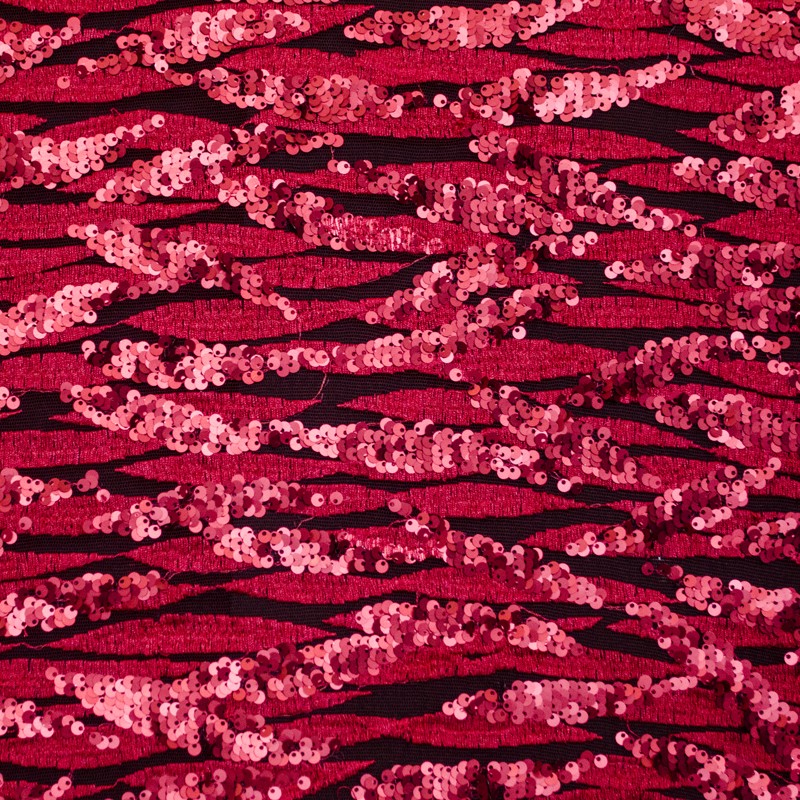 Tela Lentejuela Hojas Roja - Ribes y Casals