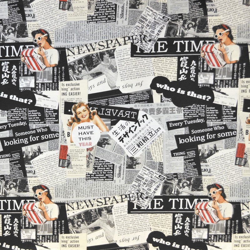Tela Lona Estampada Newspaper Pin Up - Ribes y Casals