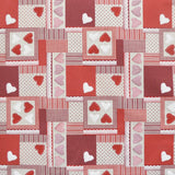 Tela Loneta Corazones Patchwork Rojo - Ribes y Casals